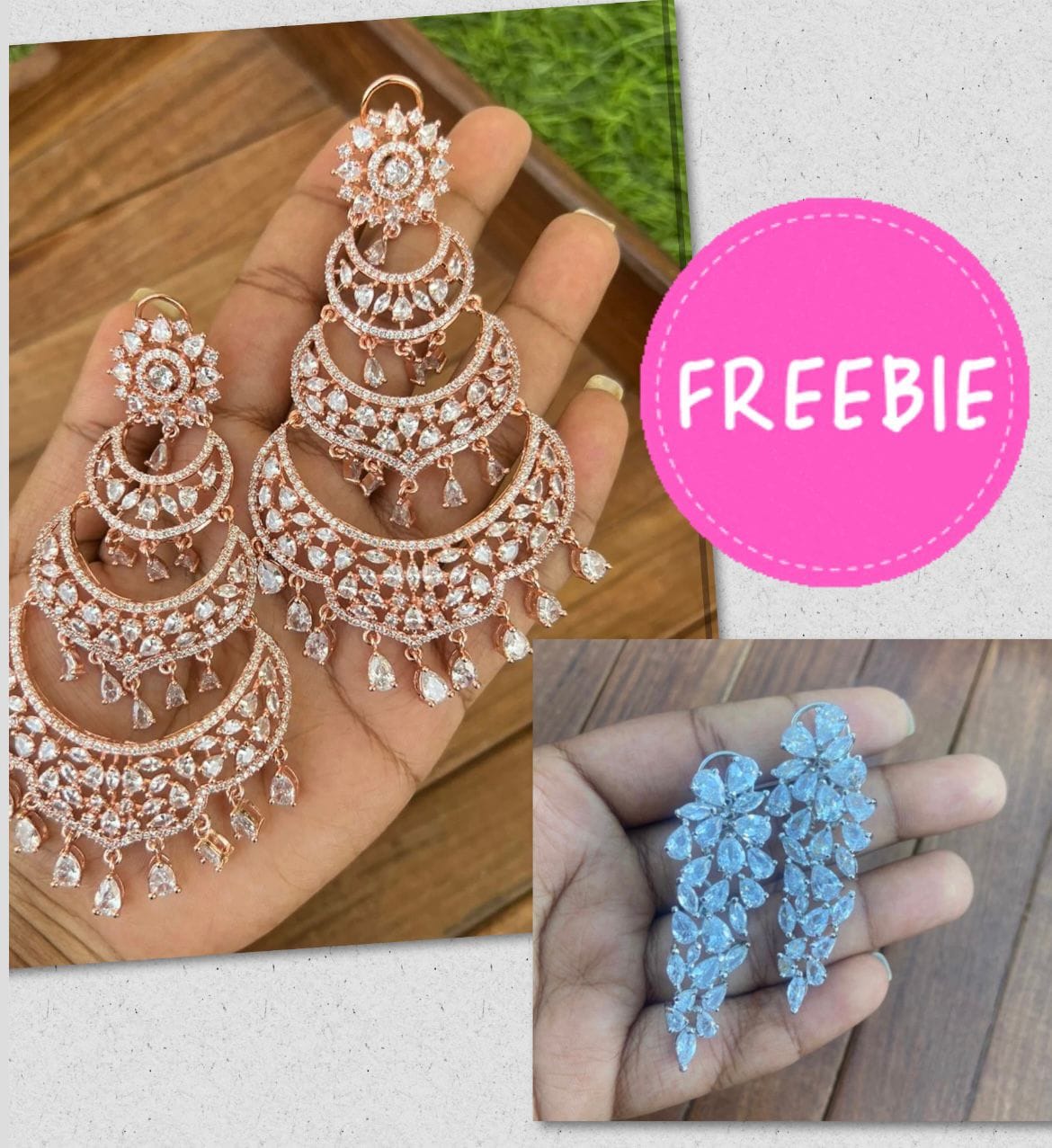 Three layered zircon chandbalis and freebie