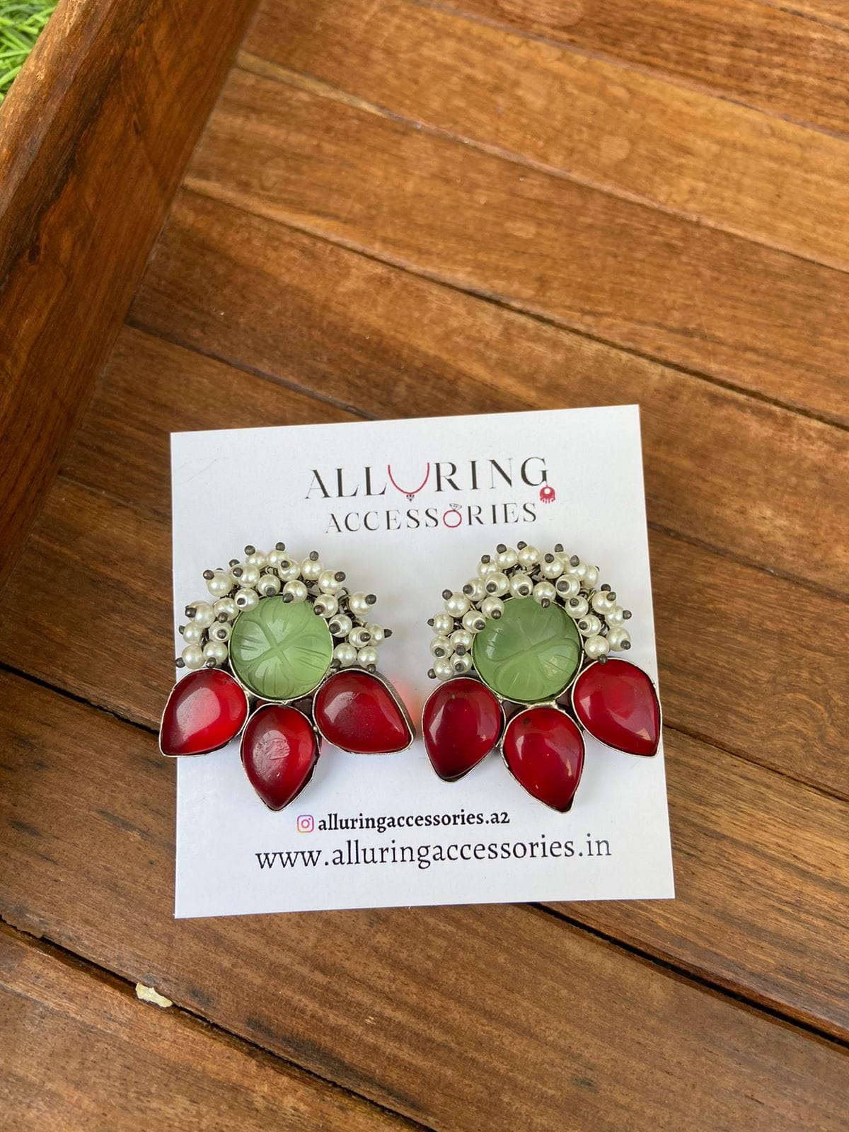 Three petal flower natural/druzy stone earrings