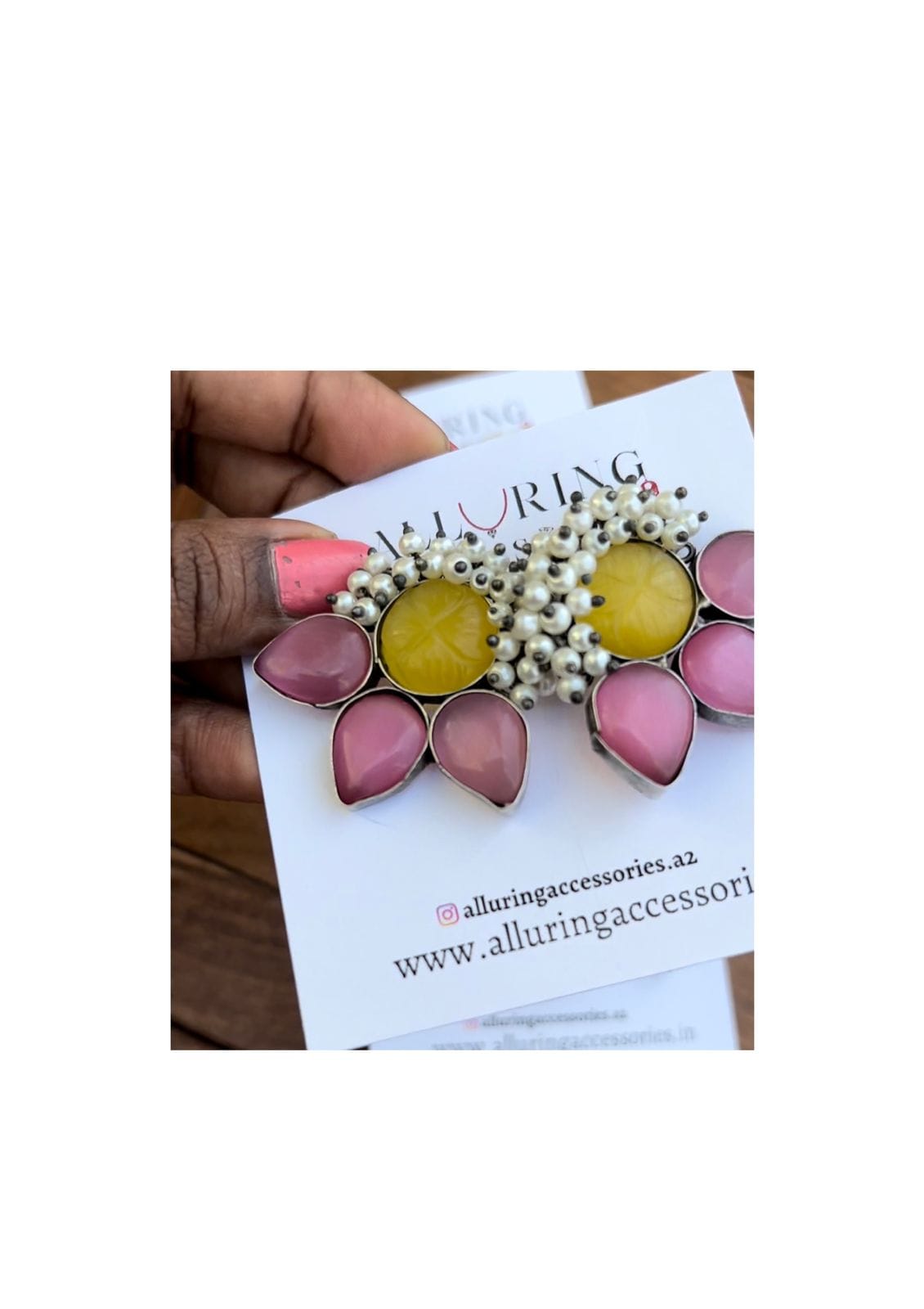 Three petal flower natural/druzy stone earrings