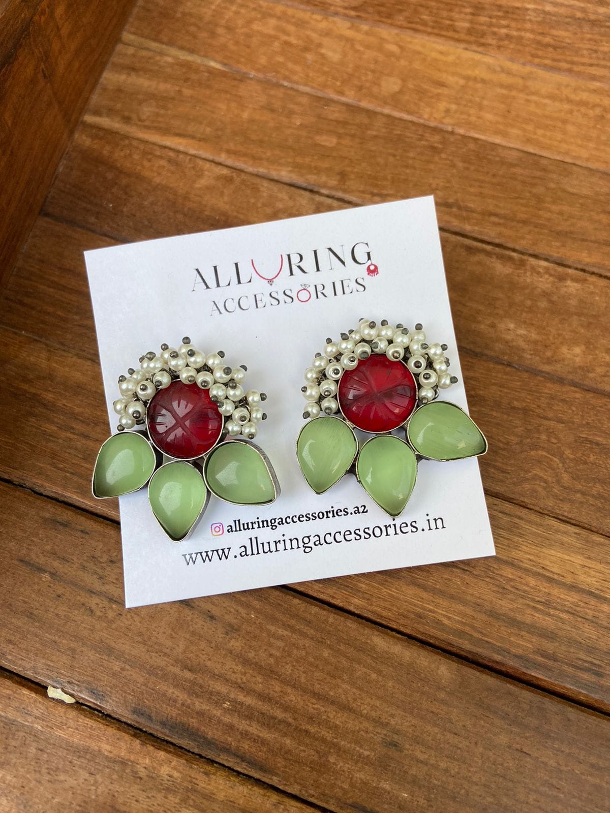 Three petal flower natural/druzy stone earrings