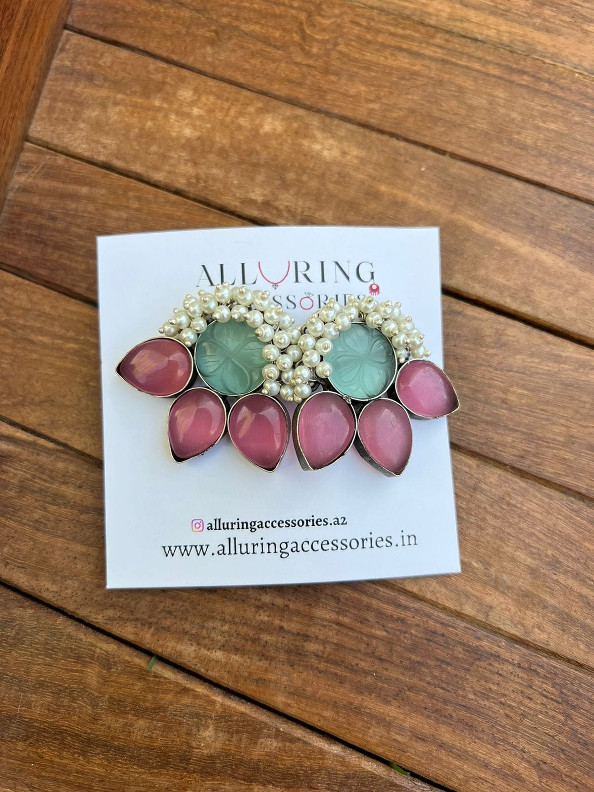 Three petal flower natural/druzy stone earrings