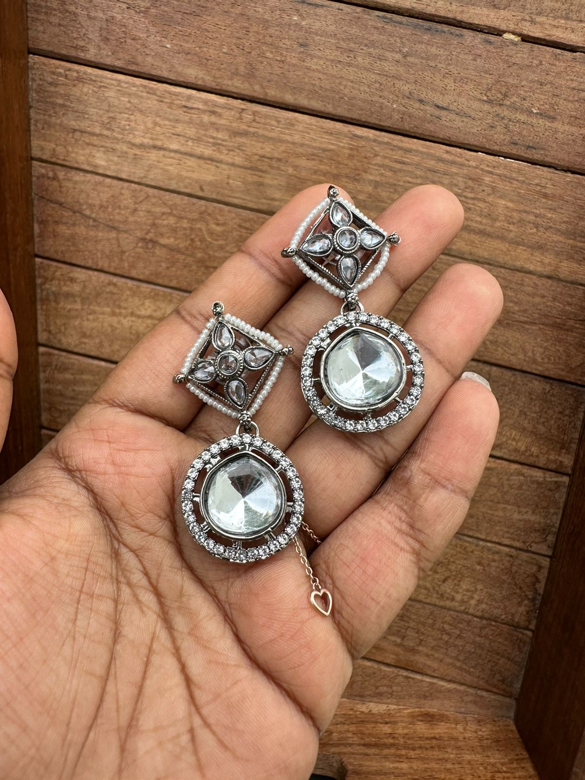 Uncut kundan mirror earrings - Alluring Accessories