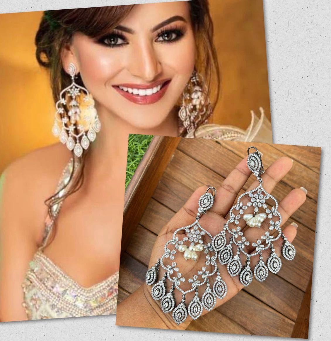Boucles d'oreilles en zircon inspirées d'Urvashi
