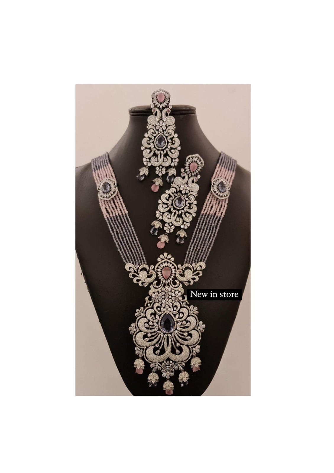 Victorian nine layered beads heavy necklace with earrings - Alluring Accessories