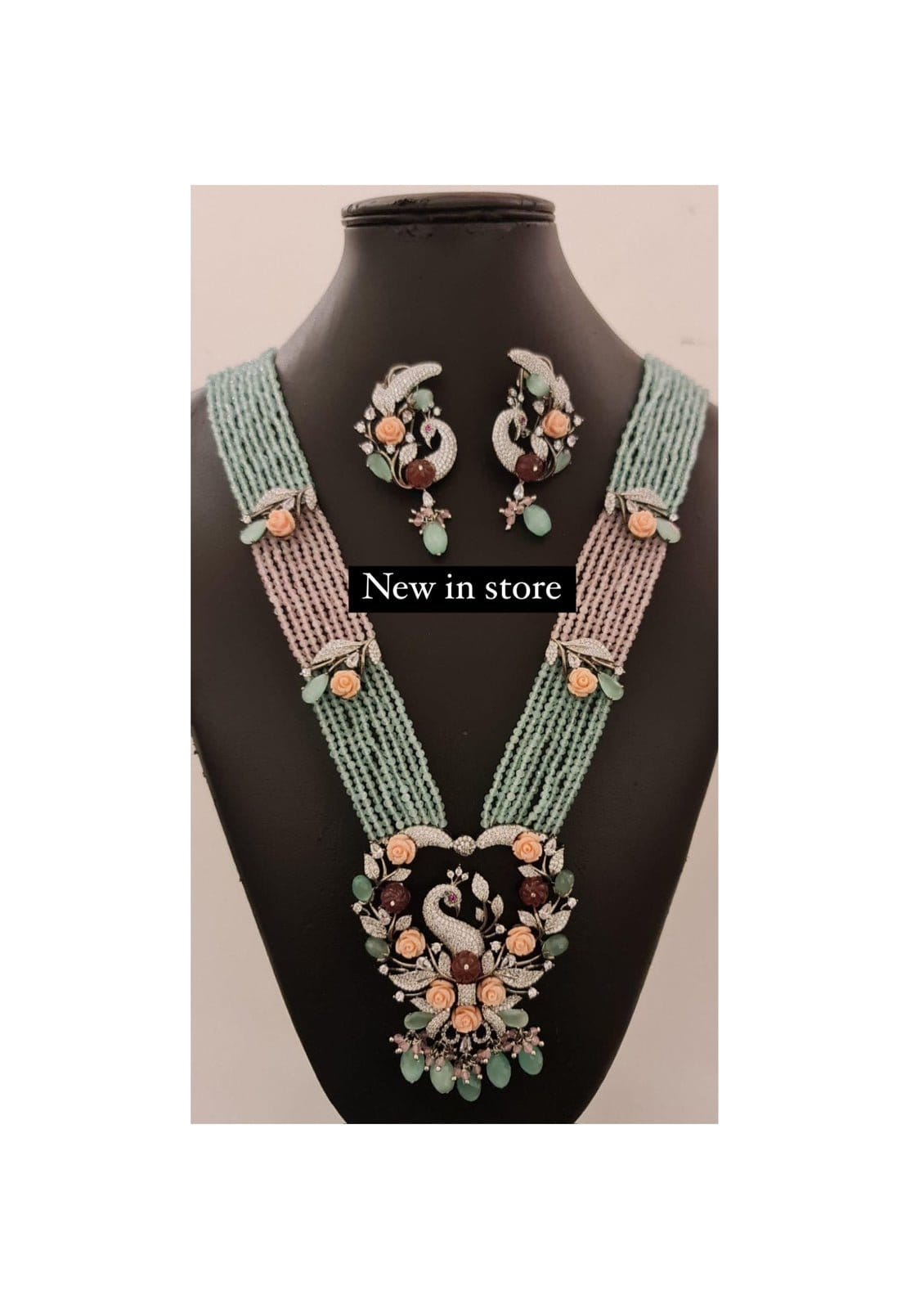 Victorian nine layered beads heavy necklace with earrings - Alluring Accessories