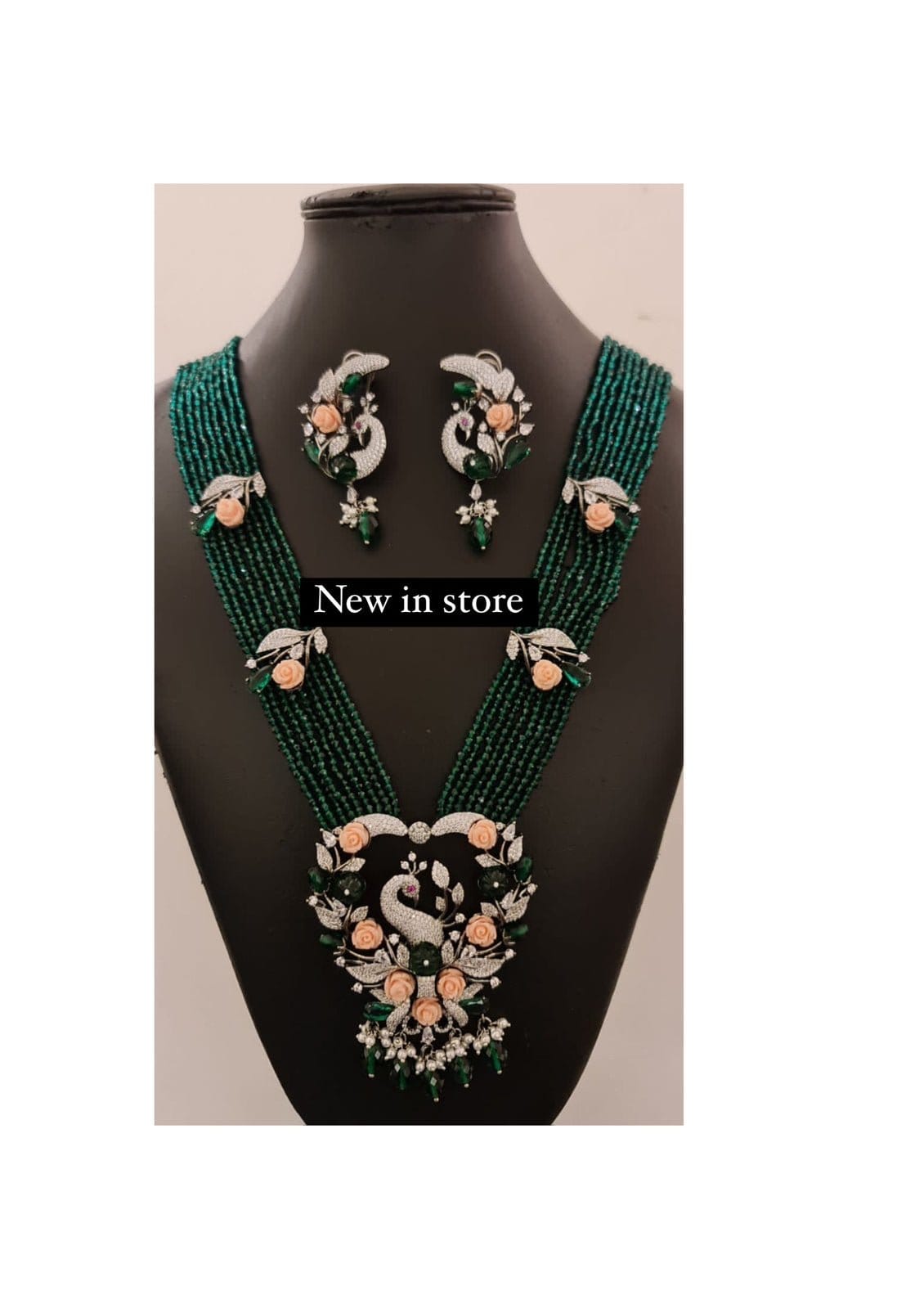 Victorian nine layered beads heavy necklace with earrings - Alluring Accessories