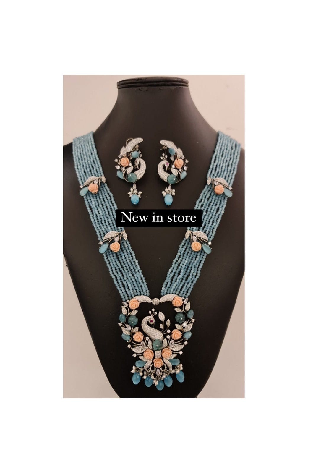 Victorian nine layered beads heavy necklace with earrings - Alluring Accessories