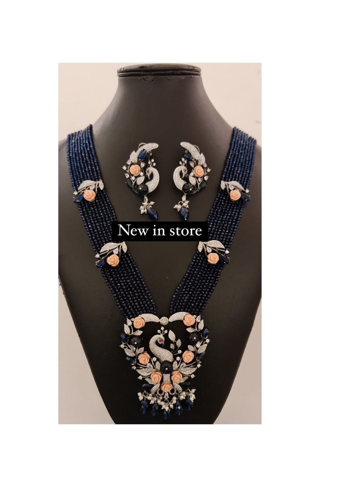 Victorian nine layered beads heavy necklace with earrings - Alluring Accessories
