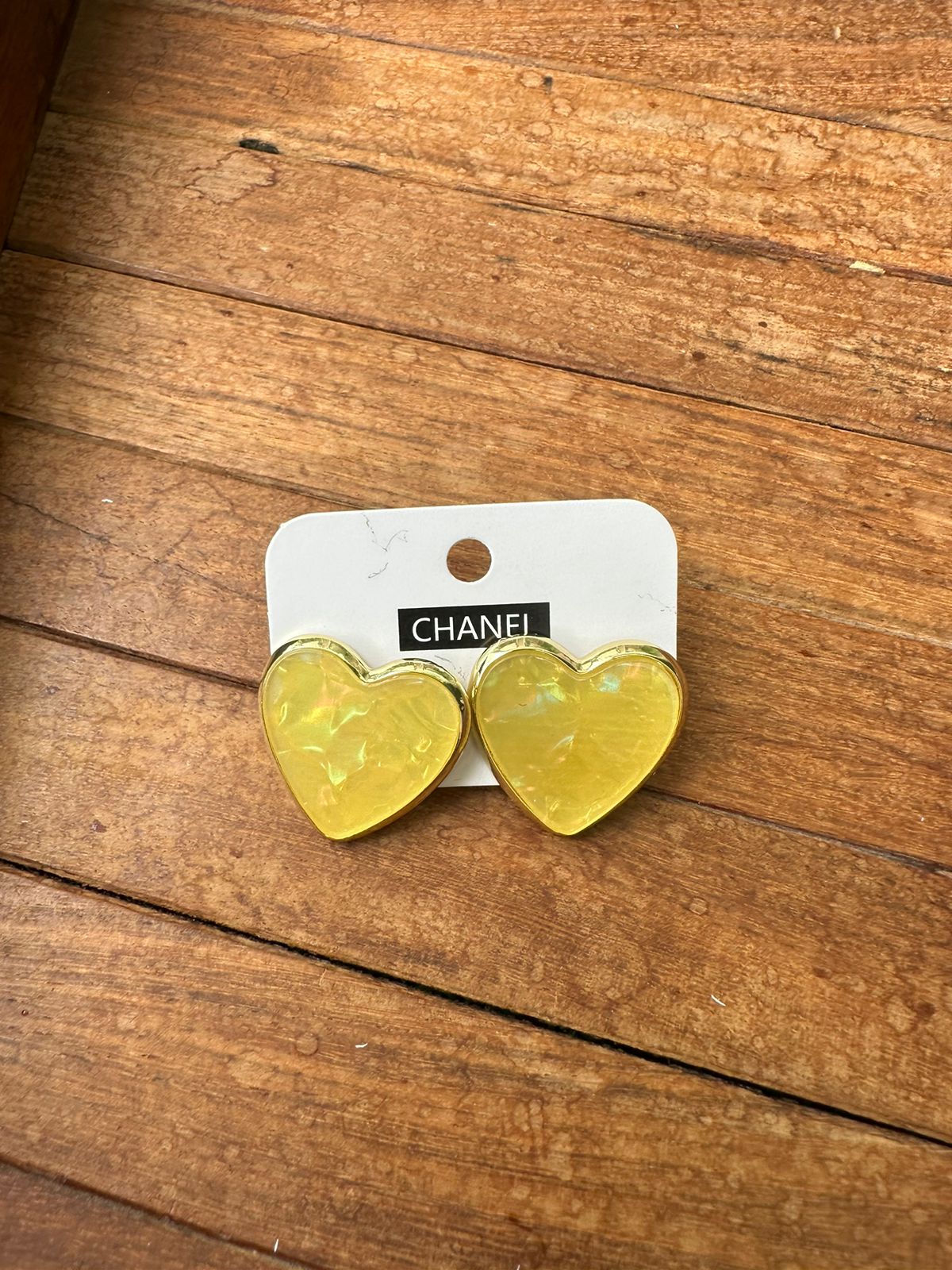 Yellow green big size heart studs - Alluring Accessories