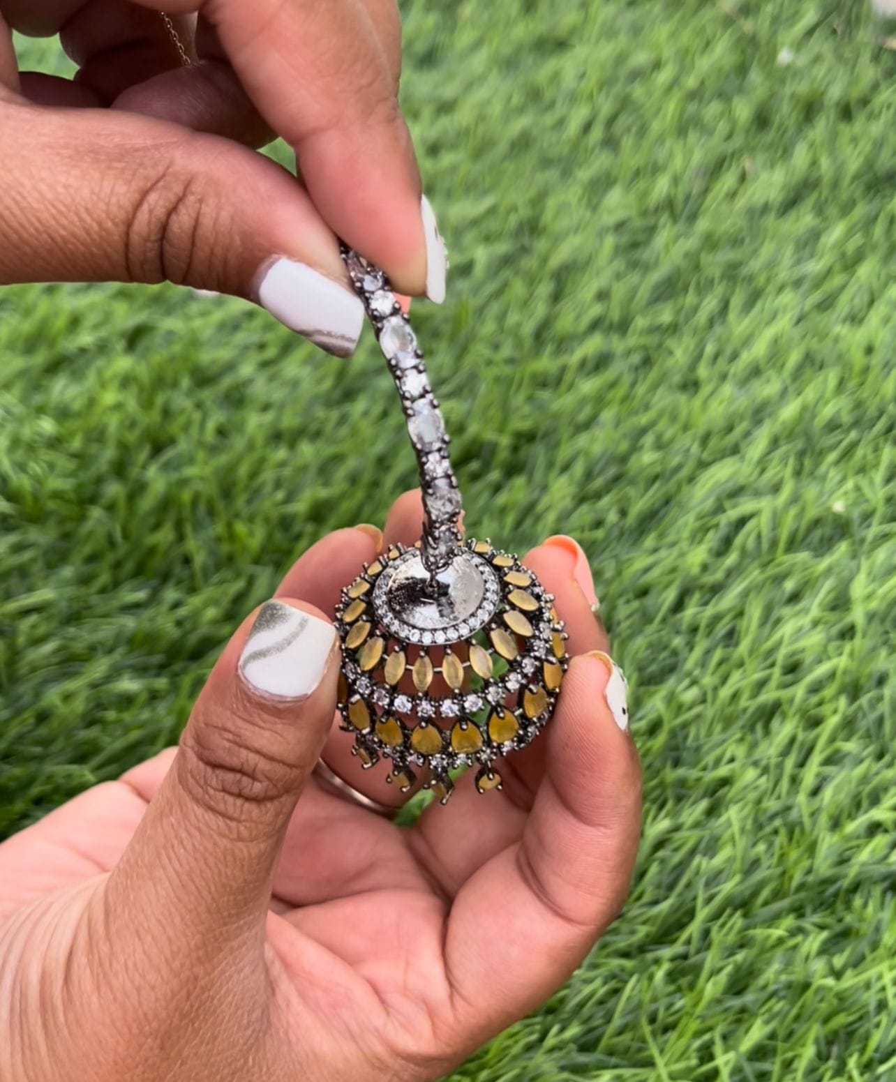 Zircon hook revolving jhumkas - Alluring Accessories