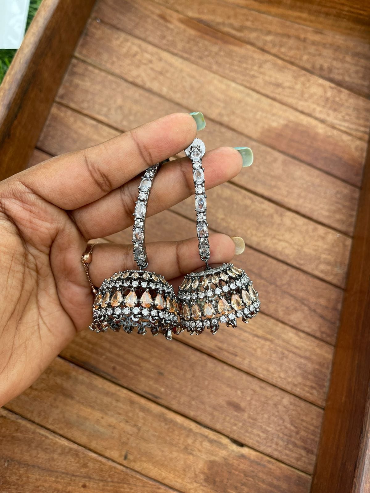 Zircon hook revolving jhumkas - Alluring Accessories