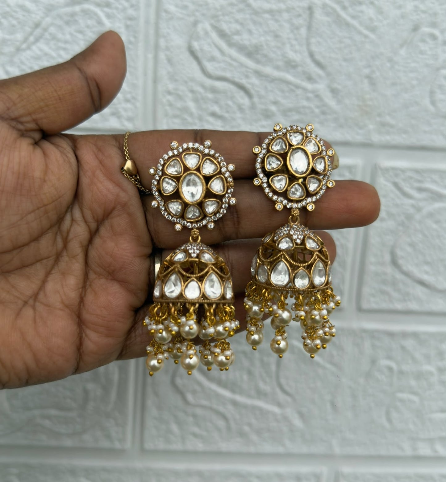 Moissanite total white beautiful jhumkas