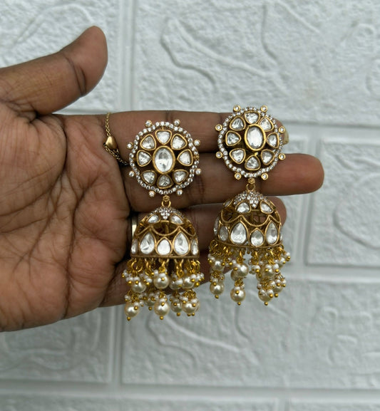 Moissanite total white beautiful jhumkas