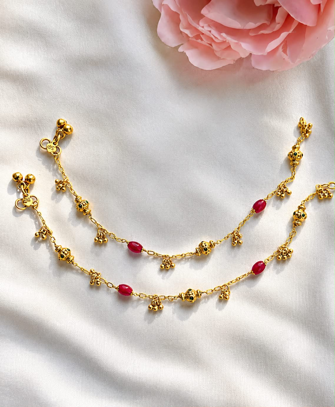 Coral ghungroo simple anklets