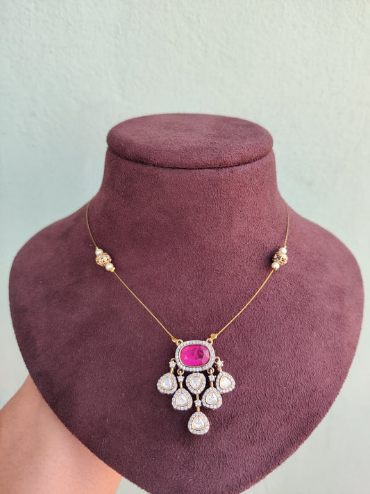 Dark pink  moissanite invisible necklace
