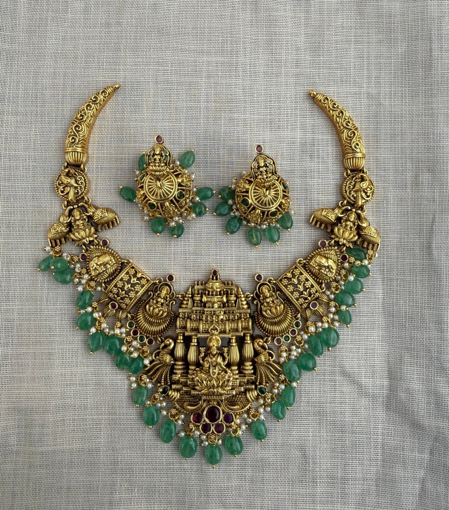 Madhura meenakshi temple necklace with jhumkas