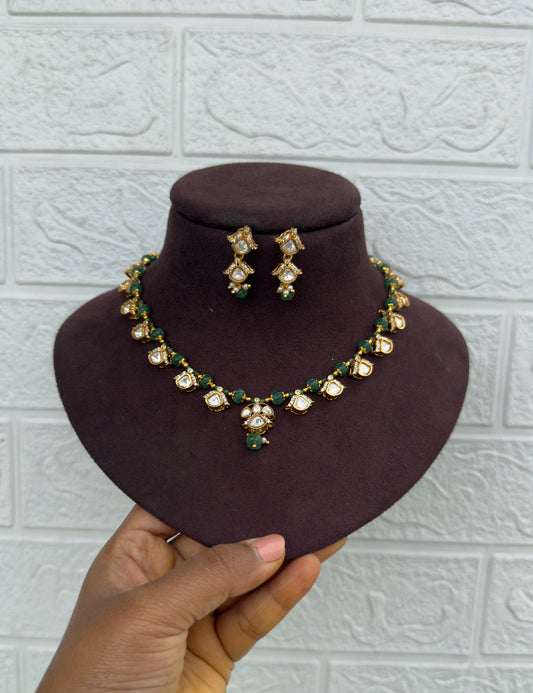 Full of pumpkin beads moissanite necklace with earrings