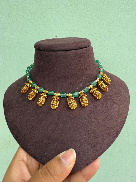 Monalisa beads alternate lakshmi devi lockets necklace