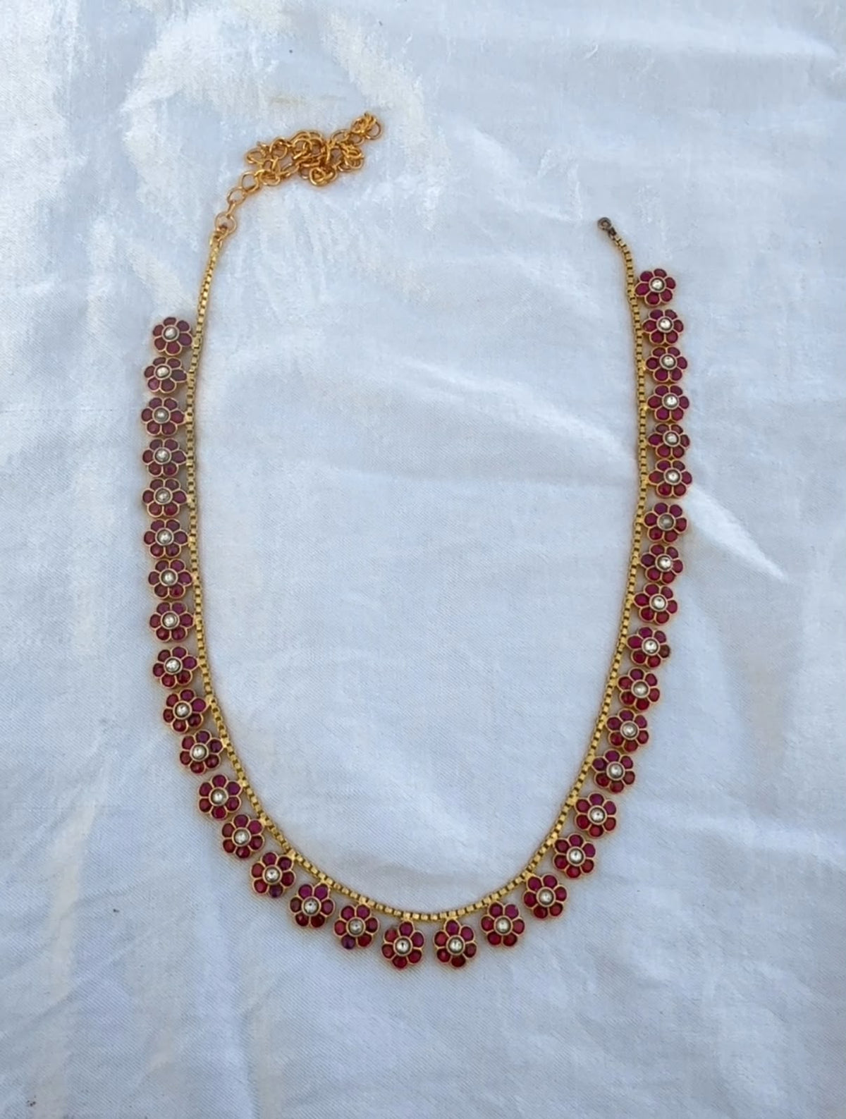 2 in 1 flexible full of flower ruby real kundan haram / hipbelt