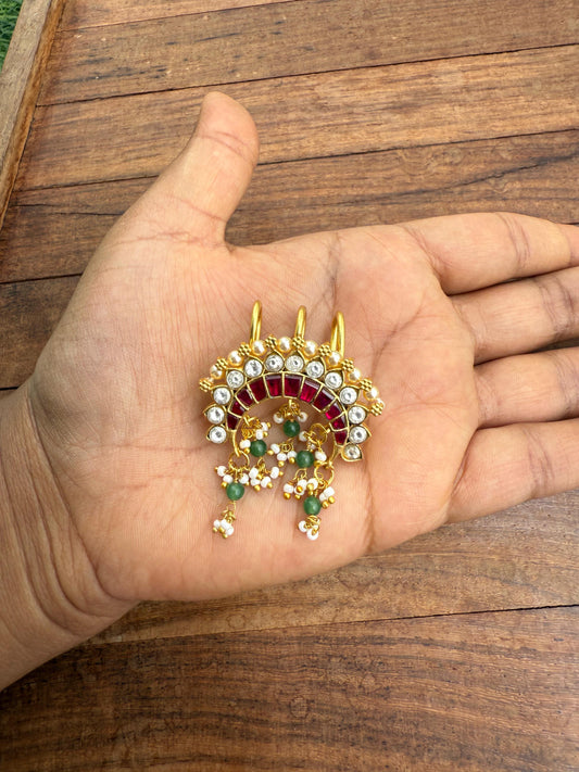 Reverse chandbali real kundan hair accessory / hair pin