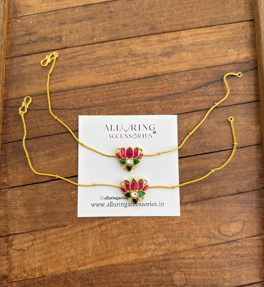 Lotus real kundan anklets/payal
