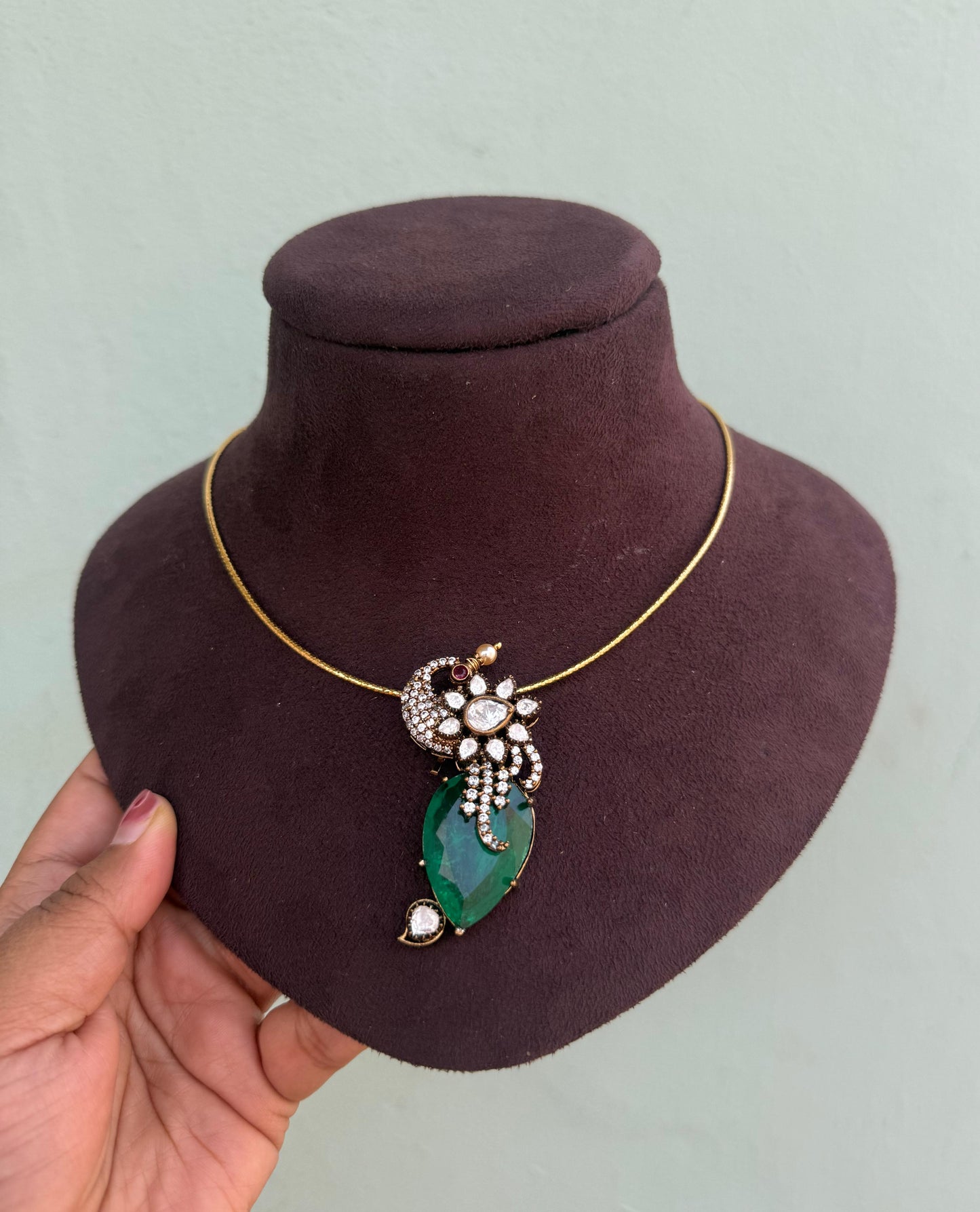 stylish doublet moissanite pastel colours peacock locket