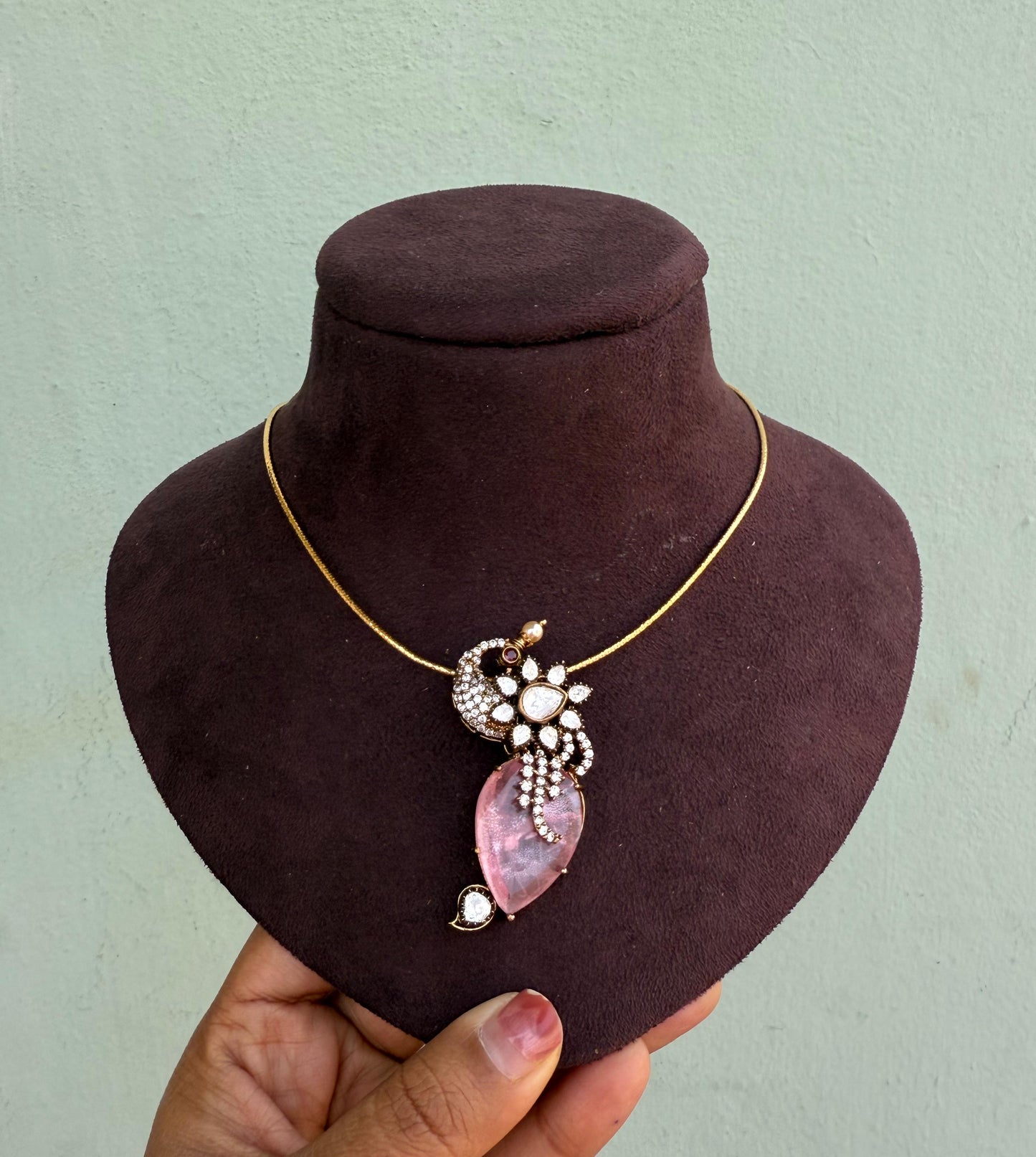 stylish doublet moissanite pastel colours peacock locket