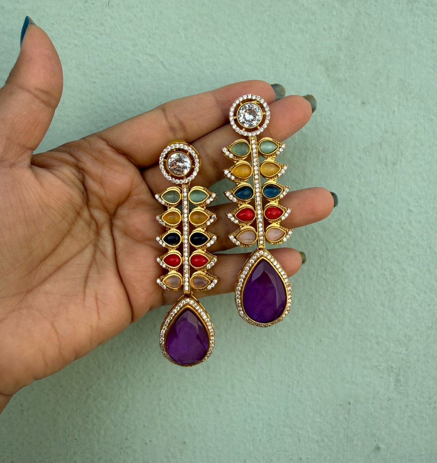 Statement atrangi colourful kundan earrings