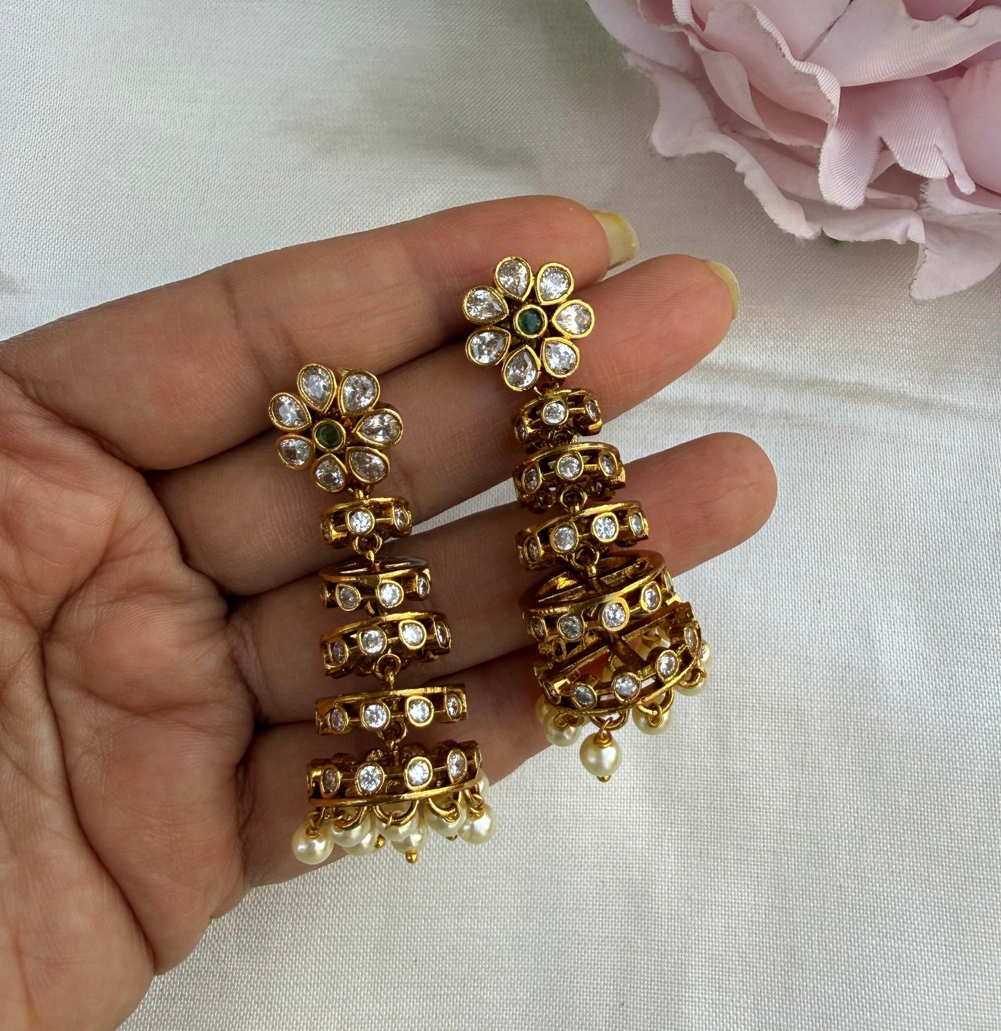 Five layered spiral jhumkas