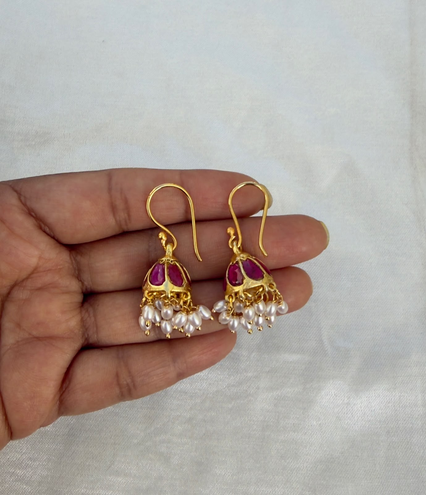 Cute Real kundan rice pearl hooks