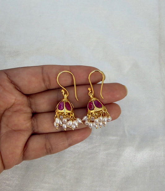 Cute Real kundan rice pearl hooks