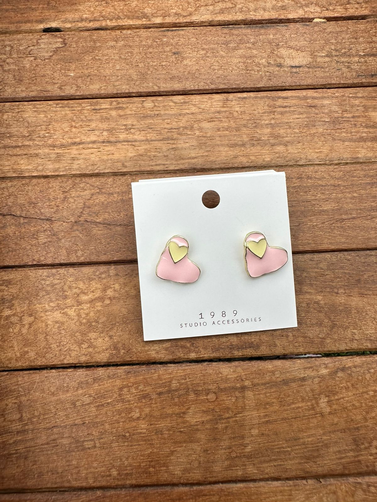 Two coloured heart studs