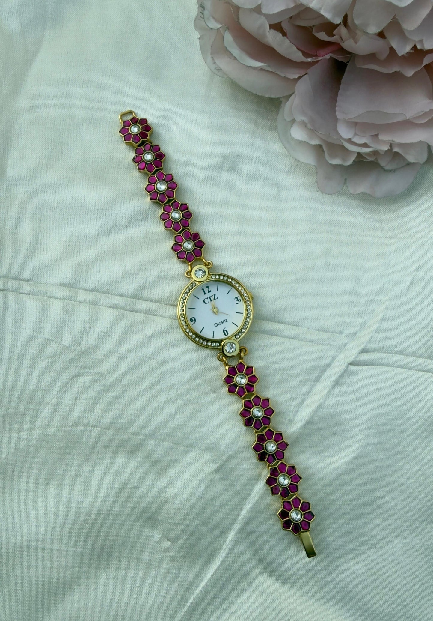 Full of flower real kundan timeless watch