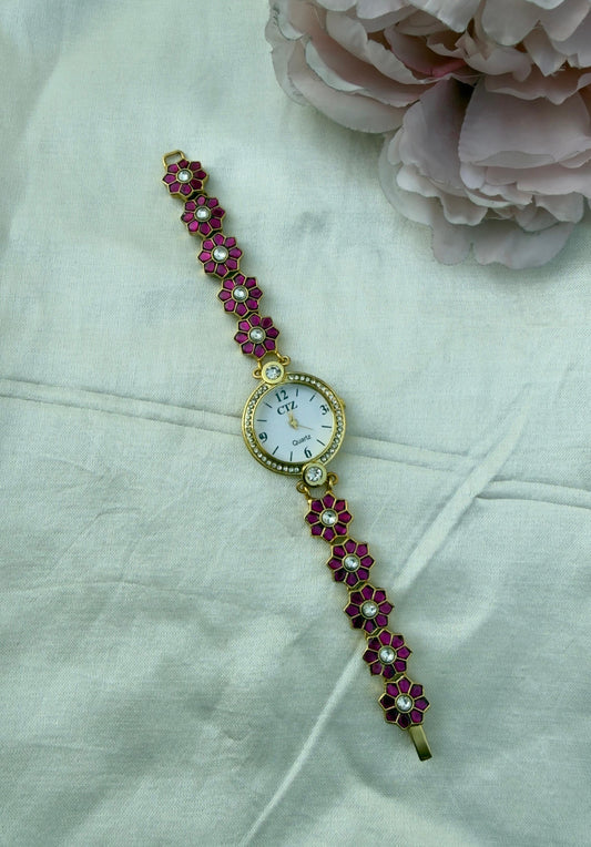 Full of flower real kundan timeless watch