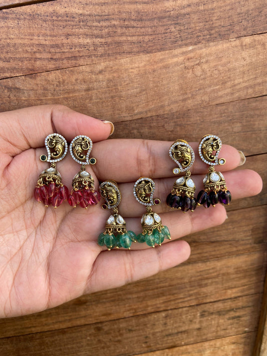 Cute Victorian Ganesh mango jhumkas