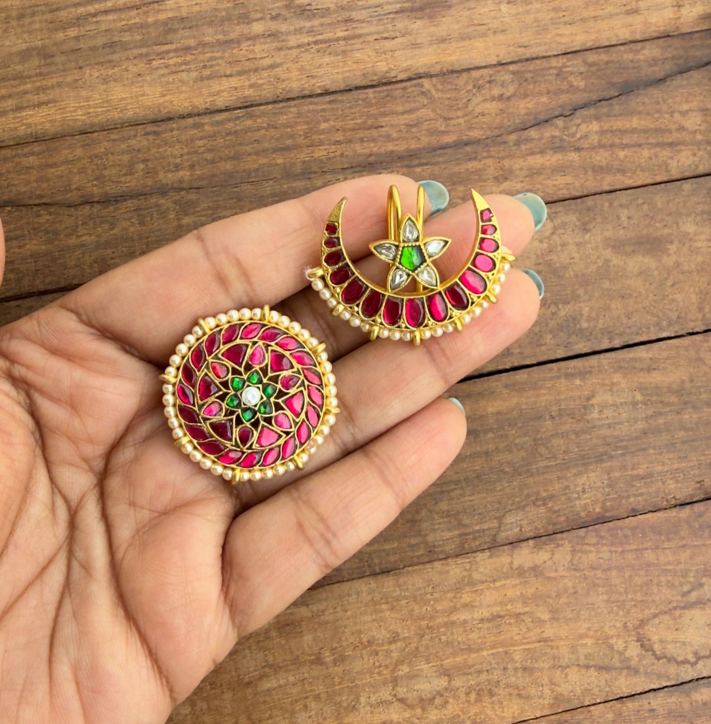 Real kundan sun moon hair accessories ( suryudu chandrudu) 6