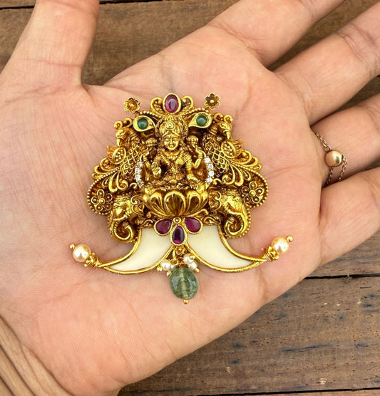 Antique finish Lakshmi devi puligoru locket