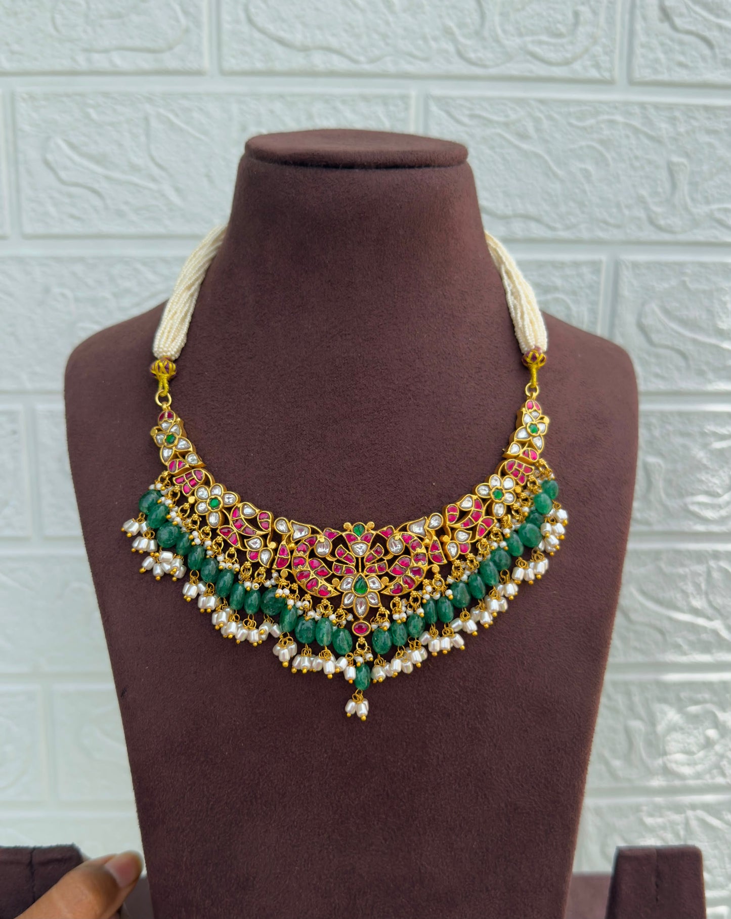 Dual peacock real kundan medium size necklace design5