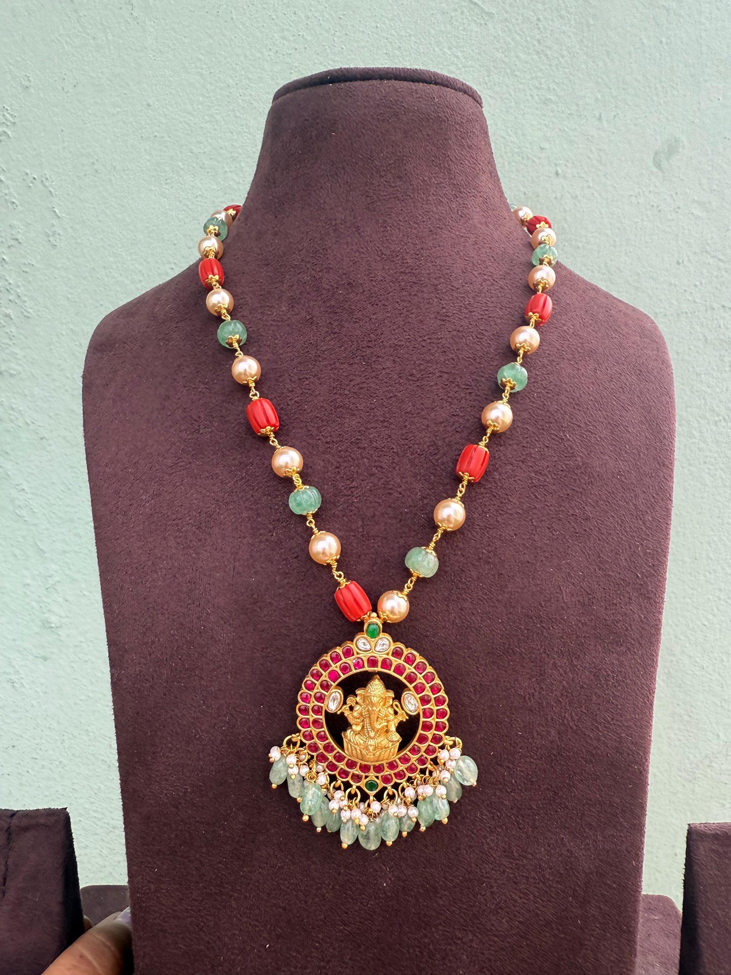 Real kundan ganesh locket maala available