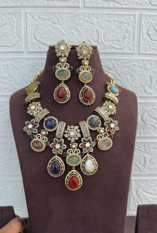 Royal Multicolor Kundan Heritage Necklace Set