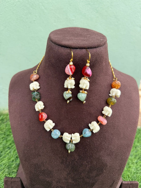 Handmade cute elephant necklace with matching hooks