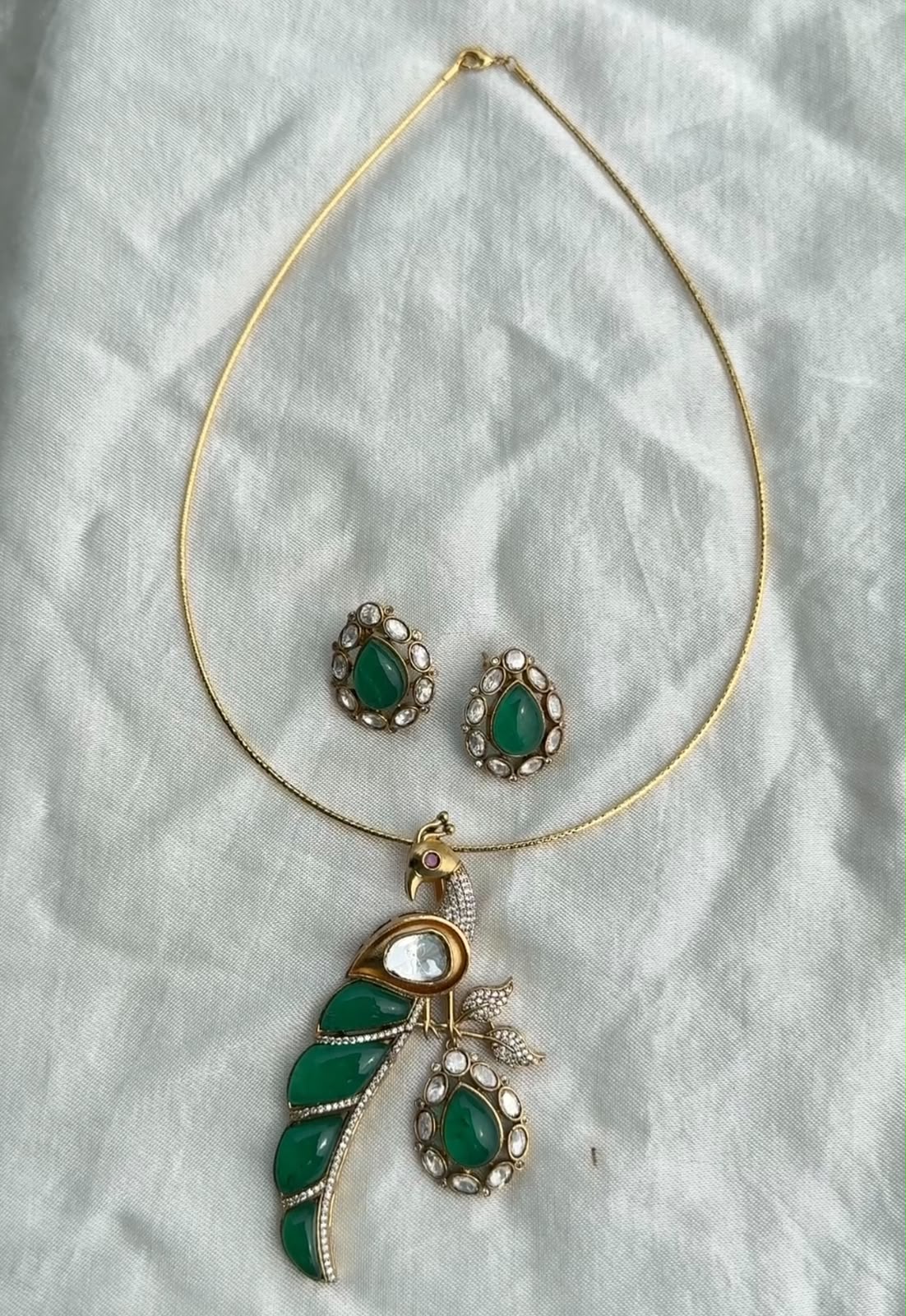Peacock moissanite engraved designer locket combo