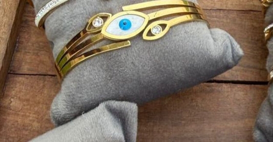 Three eye evil eye bracelet stainless steel