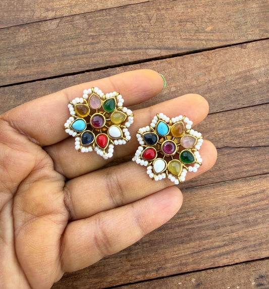 Navaratan simple studs 6