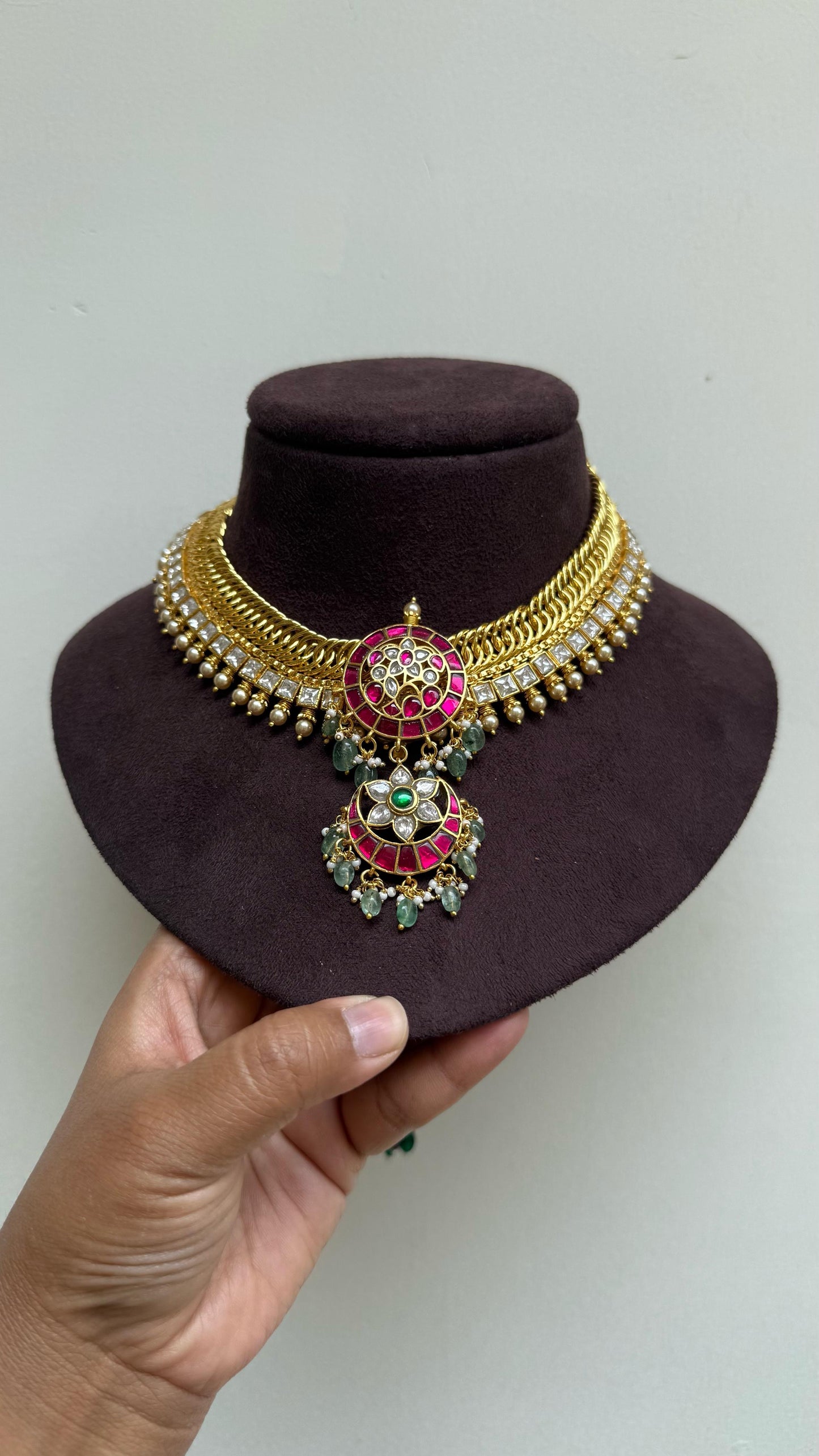 3 in 1 Detachable locket heavy real kundan jalebi necklace