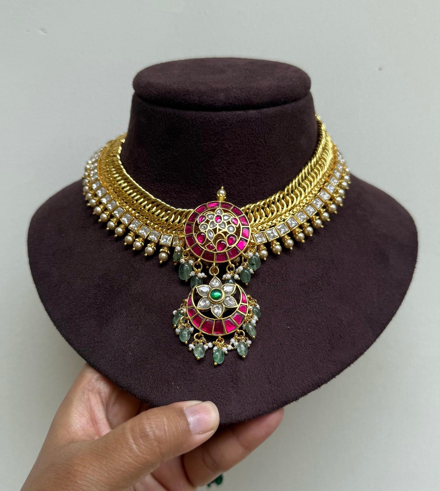 3 in 1 Detachable locket heavy real kundan jalebi necklace