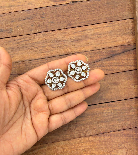 Six petal Flower Moissanite earrings