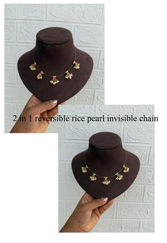 2 in 1 reversible rice pearl invisible chain