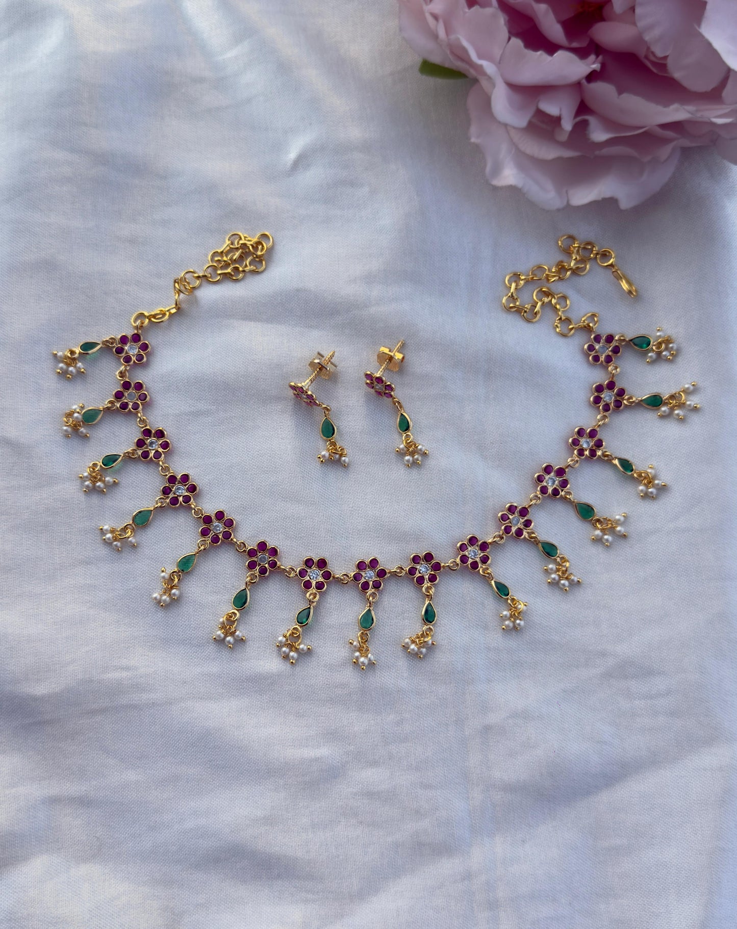 Full of flower polki designer necklace design2