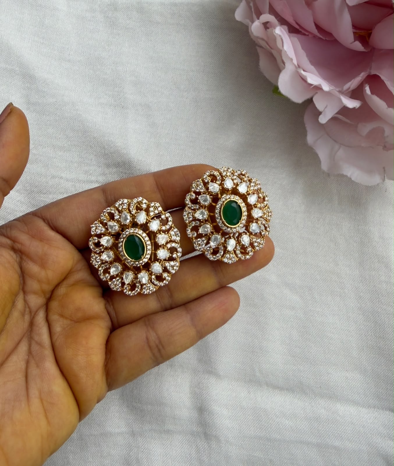 Oval stone big sized moissanite earrings